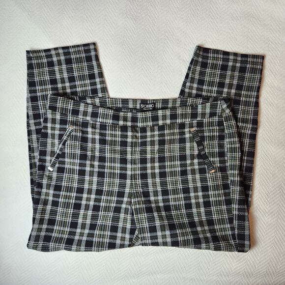 Soho Pull-On Plaid Stretch Pants Size XL - Picture 3 of 9